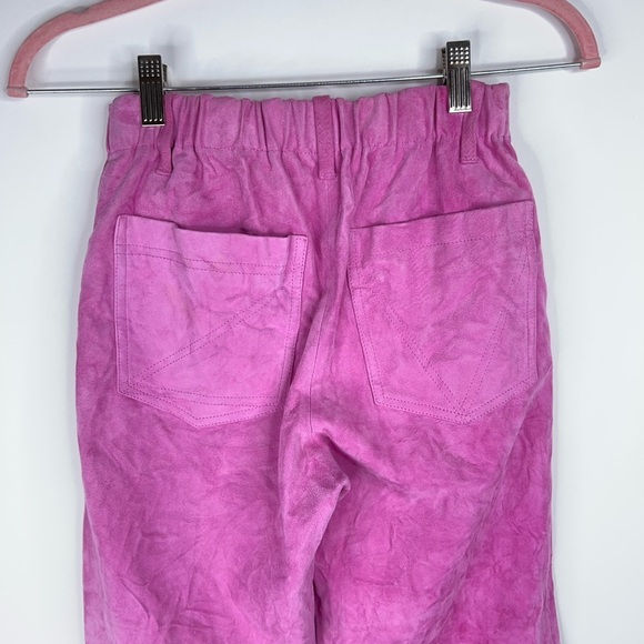 Zadig & Voltaire Pink Leather Pants Parfait Crinkled Suede Wide Leg Colorful XS - Picture 9 of 15